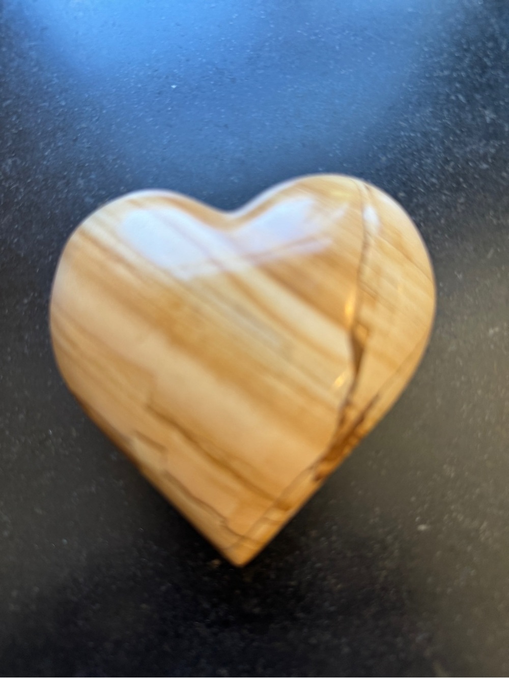 Polished Heart-Shaped Jasper - Warm Beige Striations